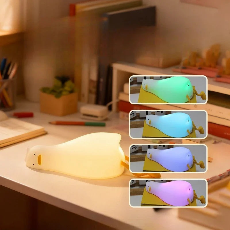 LED Duck Night Light Rechargeable Touch Silicone Cartoon Clap