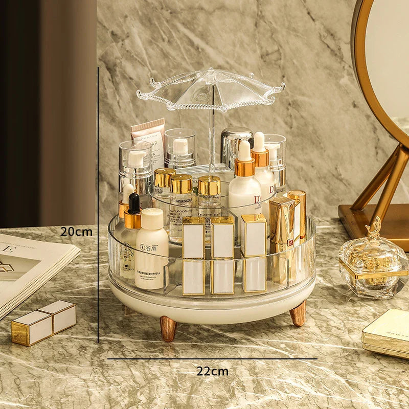 New Transparent Makeup Organizers with 360 Degree Rotation Storage Shelf