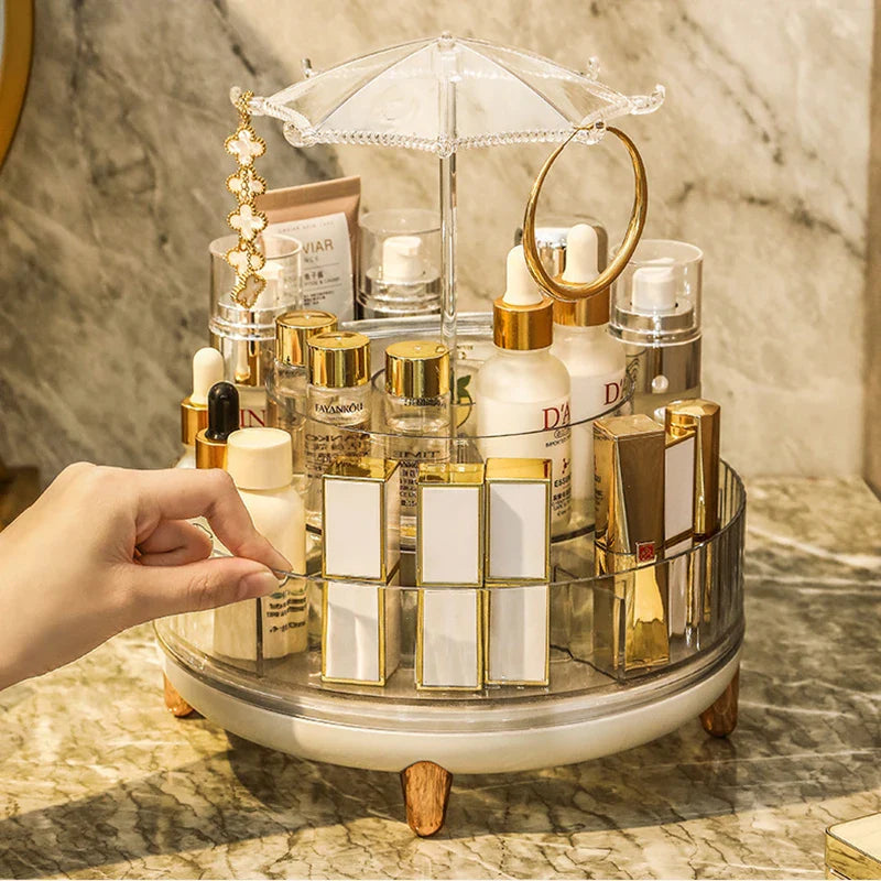 New Transparent Makeup Organizers with 360 Degree Rotation Storage Shelf