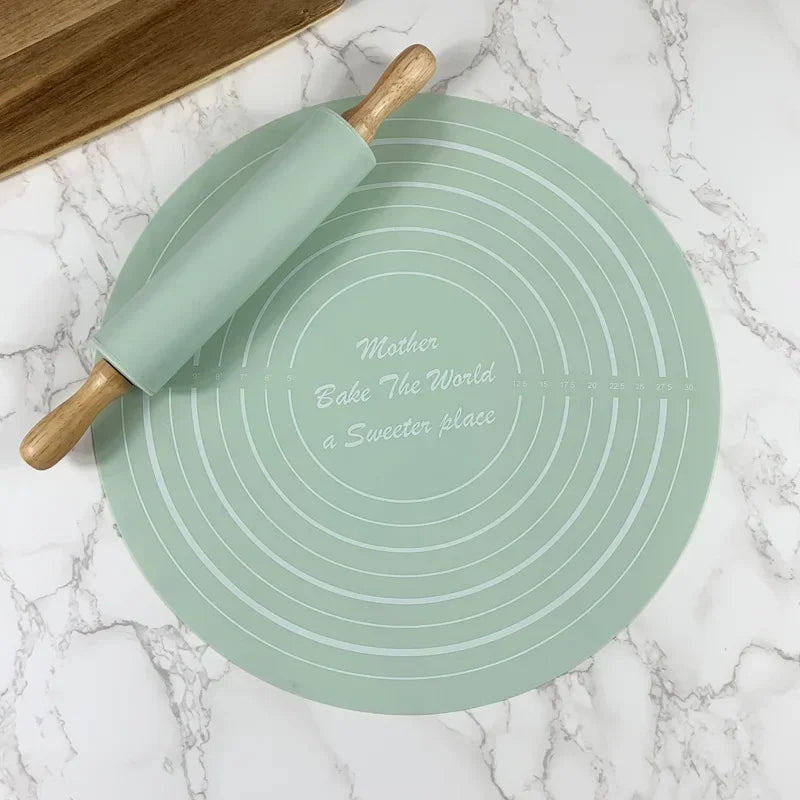 Baking Silicone Rolling Pin Set Silicone Kneading Mat Food Grade Non-Stick Dough Mat