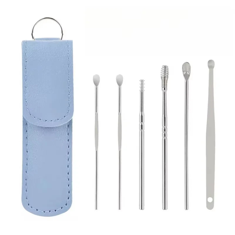 Effective 6Pcs Earwax Cleaning Tool with Spiral Earpick and Ear Curette