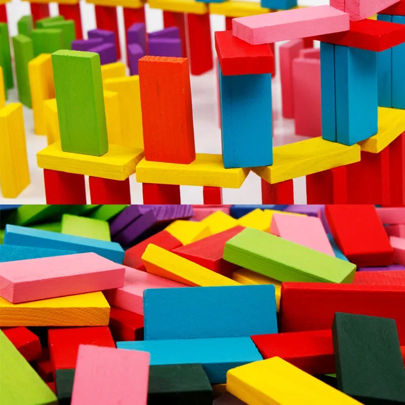 New Kids 120/240pcs Children Color Sort Rainbow Wood Domino Blocks