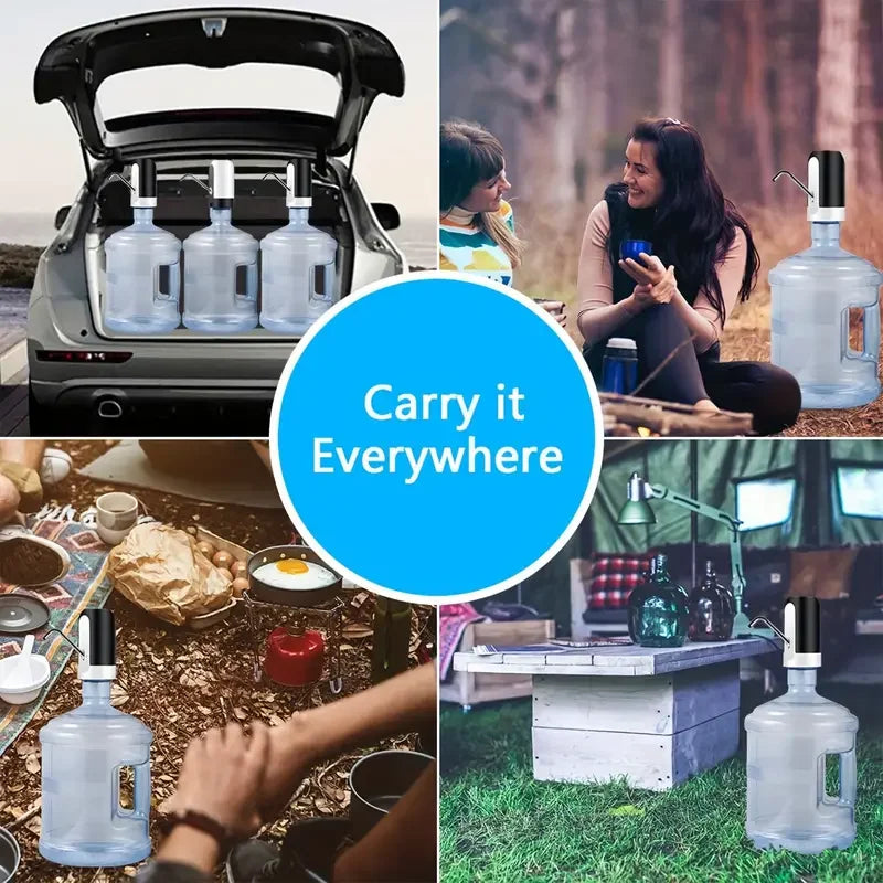 USB Rechargeable Electric Water Bottle Pump Automatic Drinking Water Dispenser with Power Switch