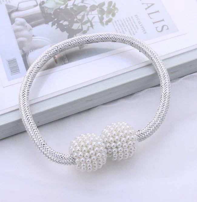 2PCS Pearl Magnetic Curtain Clip Curtain Holders Tie Back Buckle Clips Hanging Ball