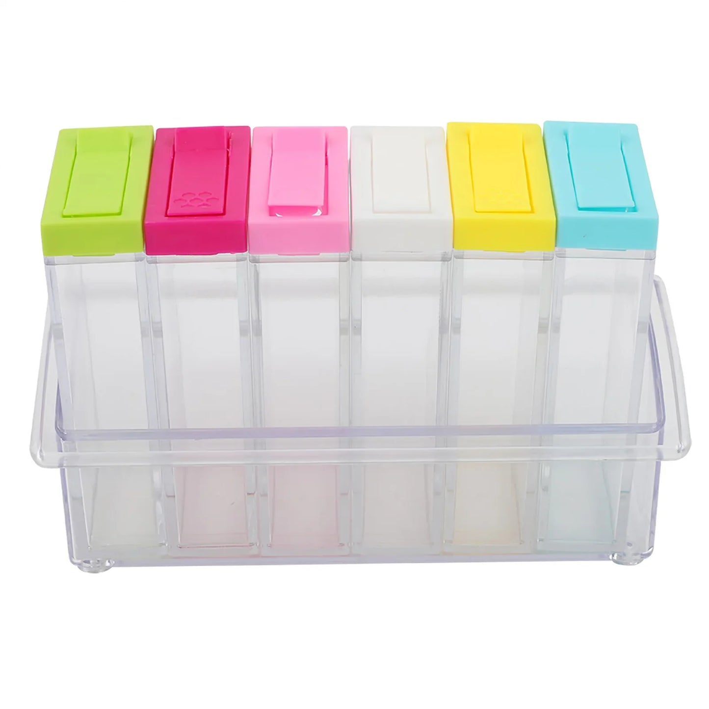 Household Transparent Plastic Seasoning Bottles Jars 6 Boxes Set