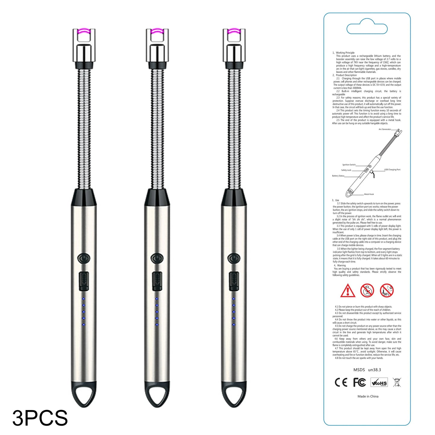 Rechargeable Electric Lighters, TYPE-C Plasma Arc Kitchen Lighter,