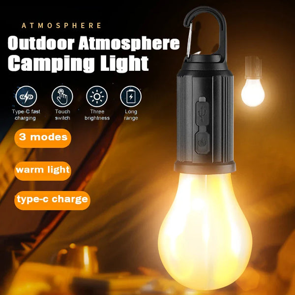 LED Camping Light Type-C USB Rechargeable Waterproof 400mAh 100LM Tent Light