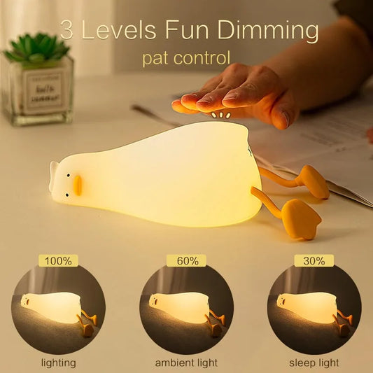 LED Duck Night Light Rechargeable Touch Silicone Cartoon Clap