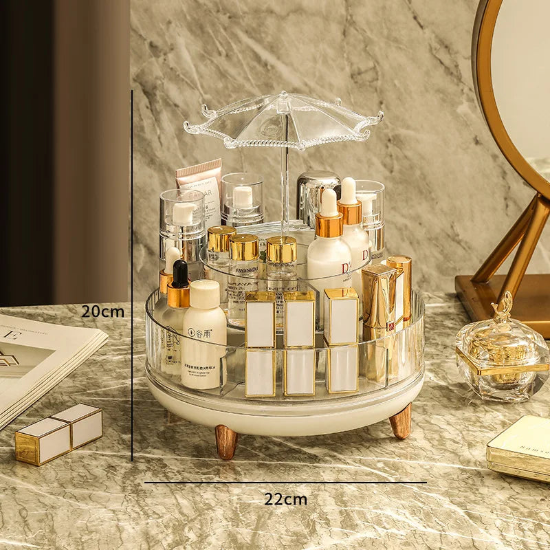 New Transparent Makeup Organizers with 360 Degree Rotation Storage Shelf