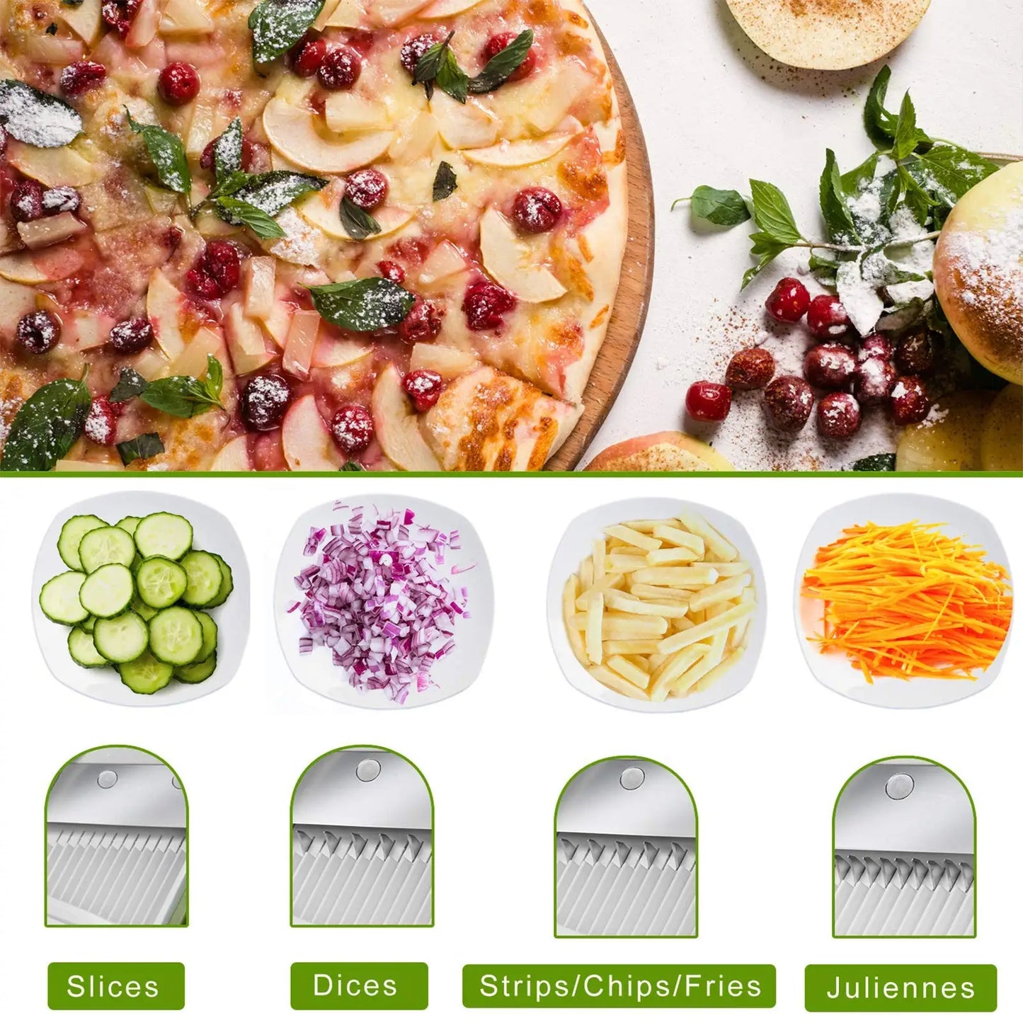 5 In 1 Vegetable Cutter Strip Cutter Adjustable Thickness Multi-Function Vegetable Cutter Safe Kitchen Accessories Gadget