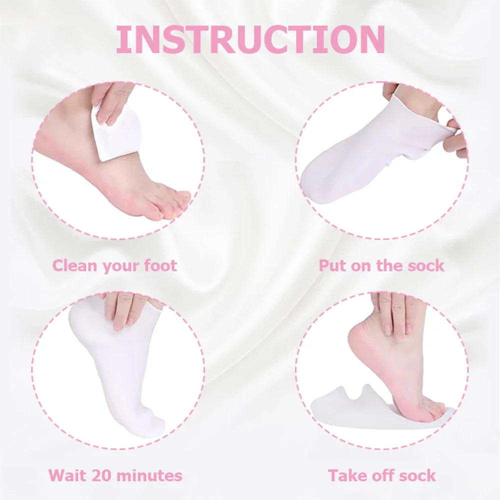 2 Pack Moisturizing Silicone Gel Socks for Dry Cracked Feet
