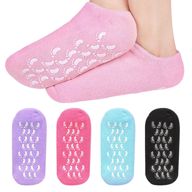 1Pair Multi Colored Essential Oil Moisturizing Socks Gloves For Dry Cracked