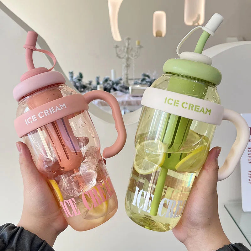 1300ML Large Capacity Plastic Water Bottle Cute Portable Children's Plastic Cup Leakproof