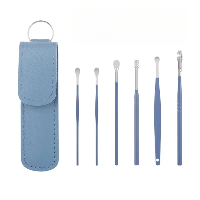 Effective 6Pcs Earwax Cleaning Tool with Spiral Earpick and Ear Curette