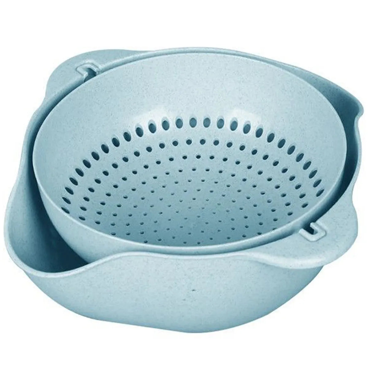 1Pcs Eco-Friendly Wheat Straw Double-Layer Colander Drain Basket