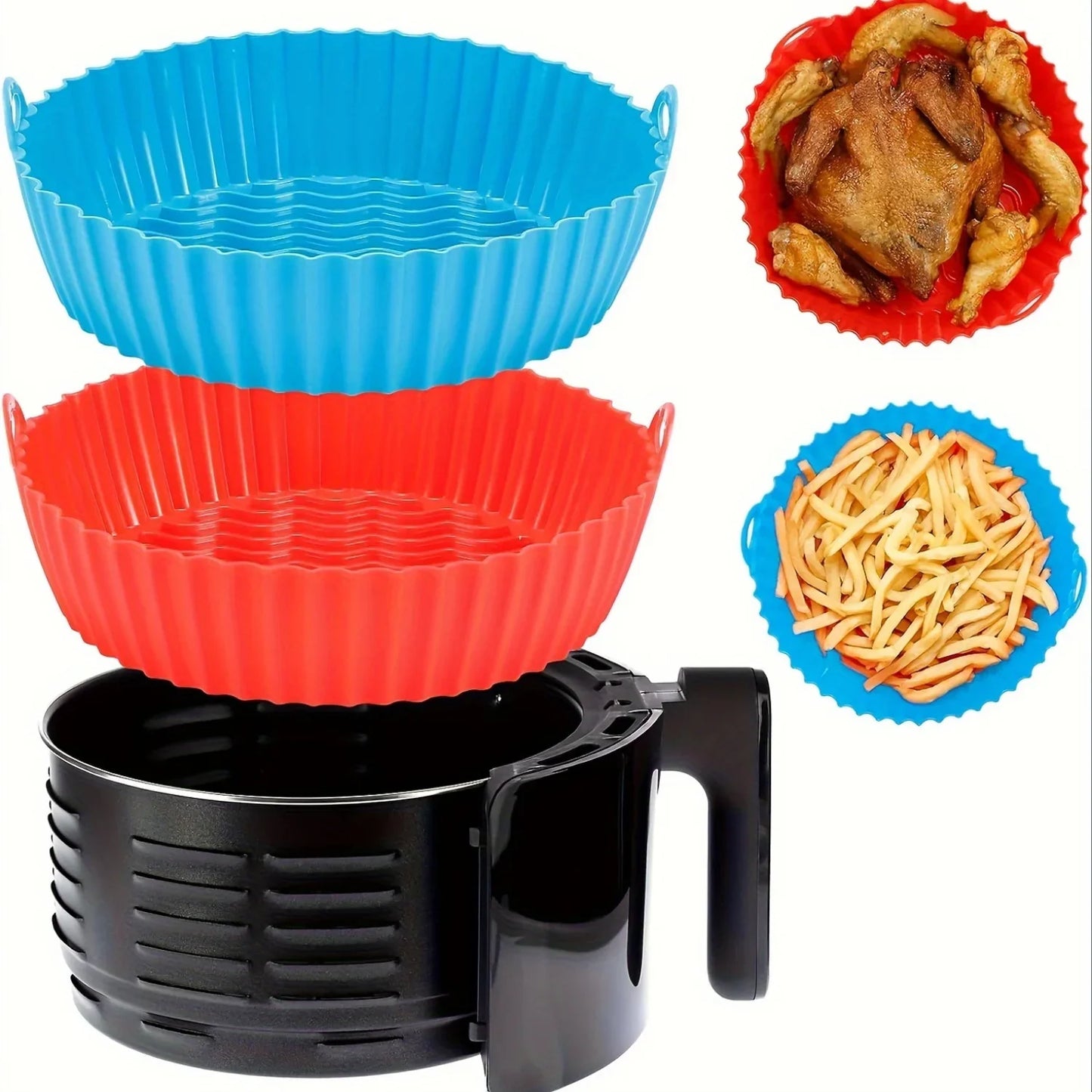Silicone Air Fryer Baking Tray Circular Foldable Food Grade High Temperature Resistant and Easy to Clean Oven Mat