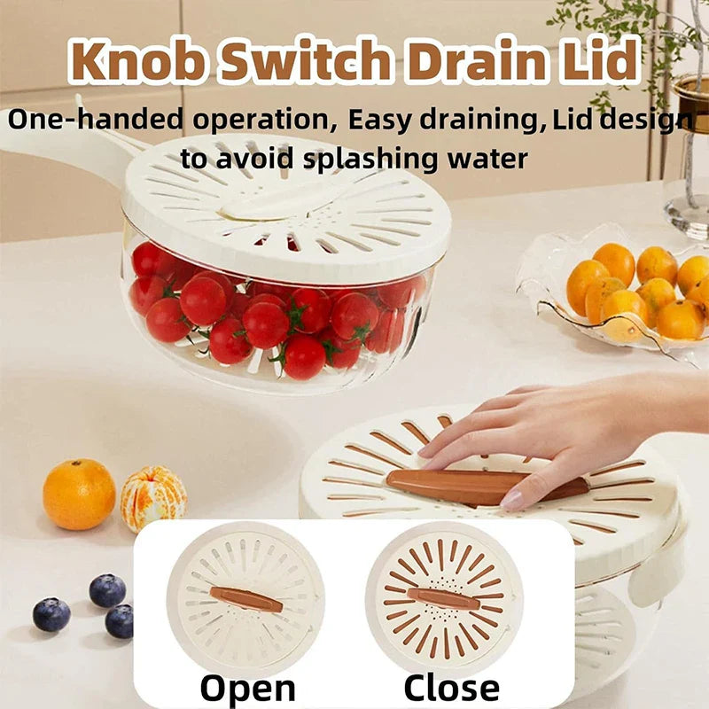 2-in-1 Rinse & Drain Bowl with Lid – Multi-Purpose Food Prep & Storage Container