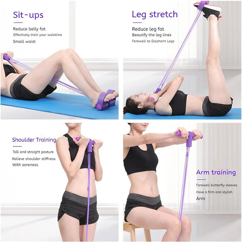 Resistance Band Multi Function Tension Rope Fitness Bands 6 Tube Elastic Yoga Pedal Puller For Sports Exercises