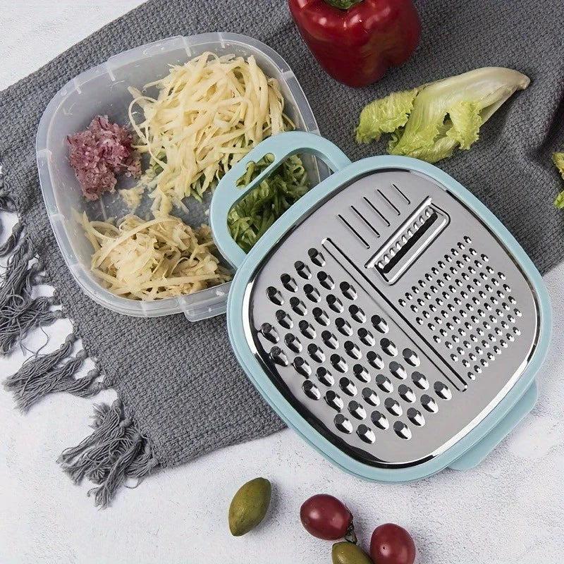 4-In-1 Multi Vegetable Grater with Case & Plastic Cover | Kitchen Slicer & Cheese Grater Tool