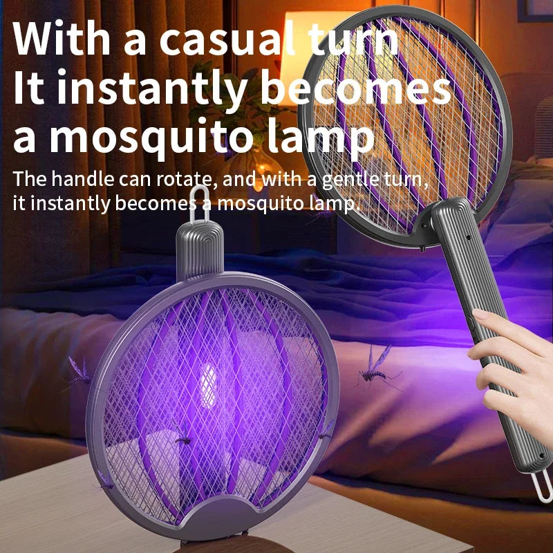 3-in-1 Foldable Electric Mosquito Swatter Electric Mosquito Killer Rechargeable Wall-Mounted