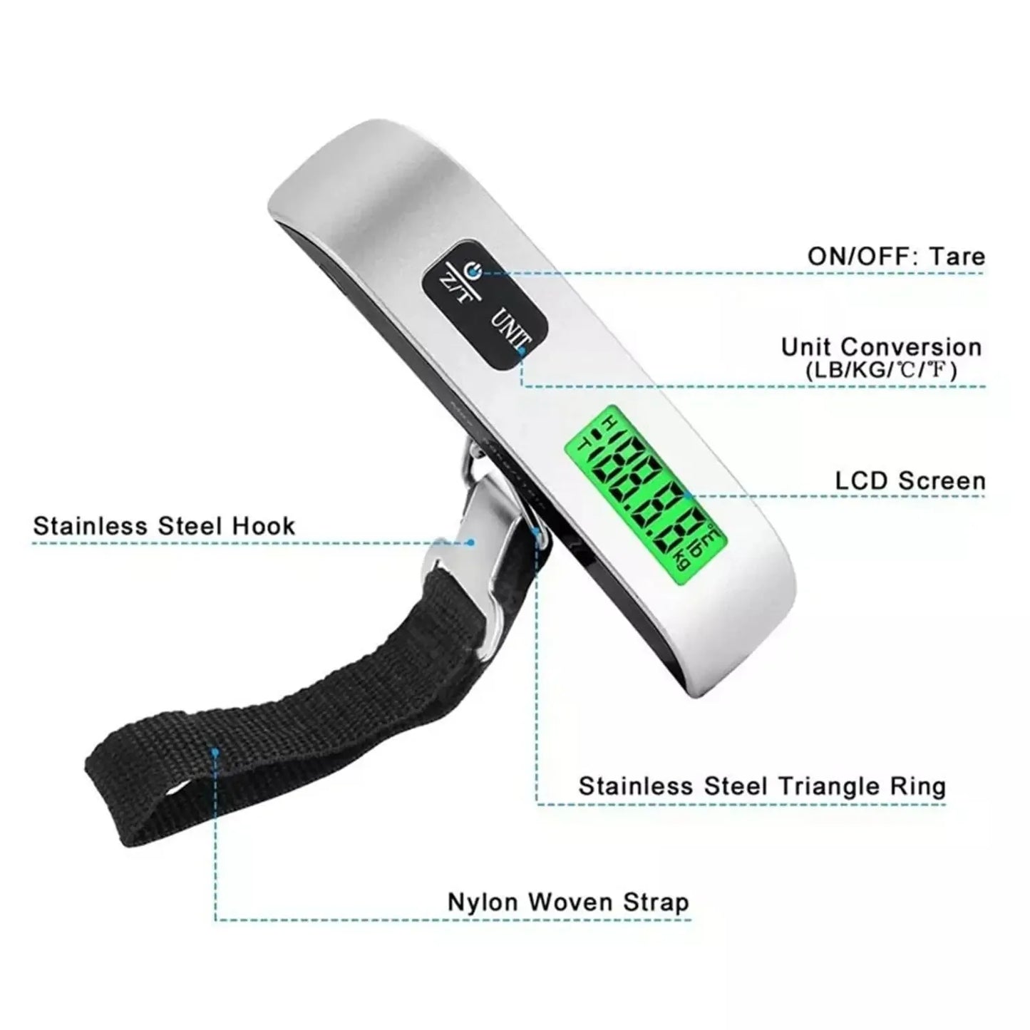 50kg Digital Handheld Portable Hanging Baggage Scale