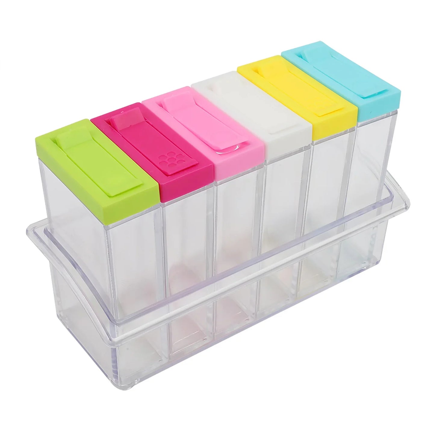 Household Transparent Plastic Seasoning Bottles Jars 6 Boxes Set