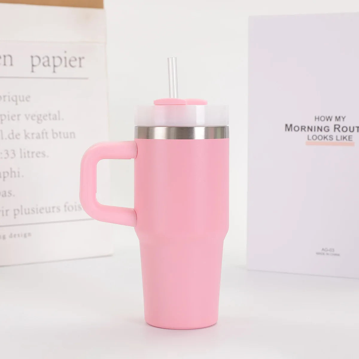 Car Mug with Handle Double-layer Vacuum Coffee Cup Portable Sport Water Bottle