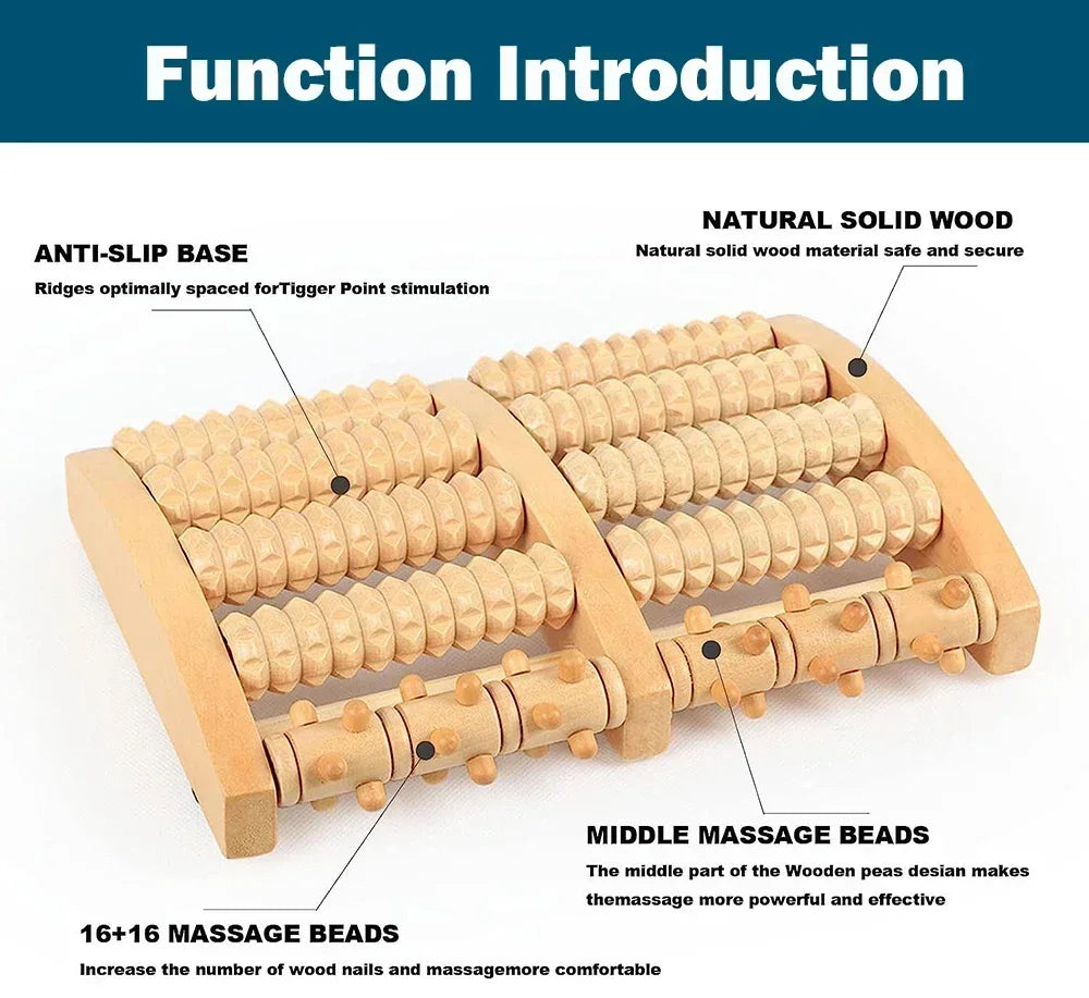 Wooden Foot Roller Wood Care Massage Reflexology Muscle Relax Relief Massager