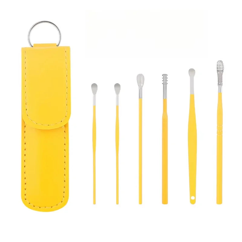 Effective 6Pcs Earwax Cleaning Tool with Spiral Earpick and Ear Curette