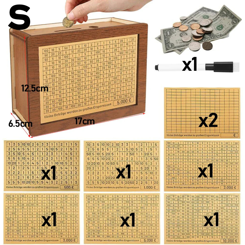 Euro Money Box Piggy Bank Wood Money Bank Reusable Money Box