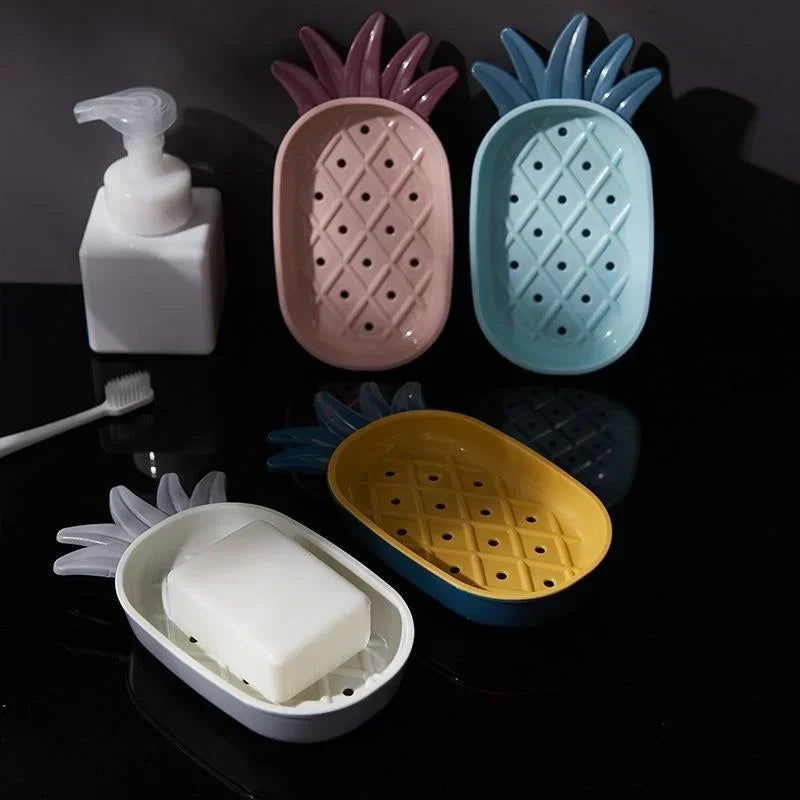 Creative Pineapple Shape Drain Soap Box Soap Storage Box Easy Clean Soap Dishes Holder