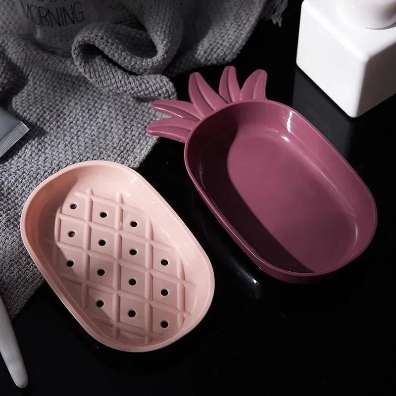 Creative Pineapple Shape Drain Soap Box Soap Storage Box Easy Clean Soap Dishes Holder