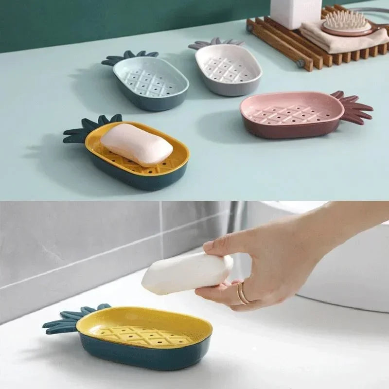 Creative Pineapple Shape Drain Soap Box Soap Storage Box Easy Clean Soap Dishes Holder