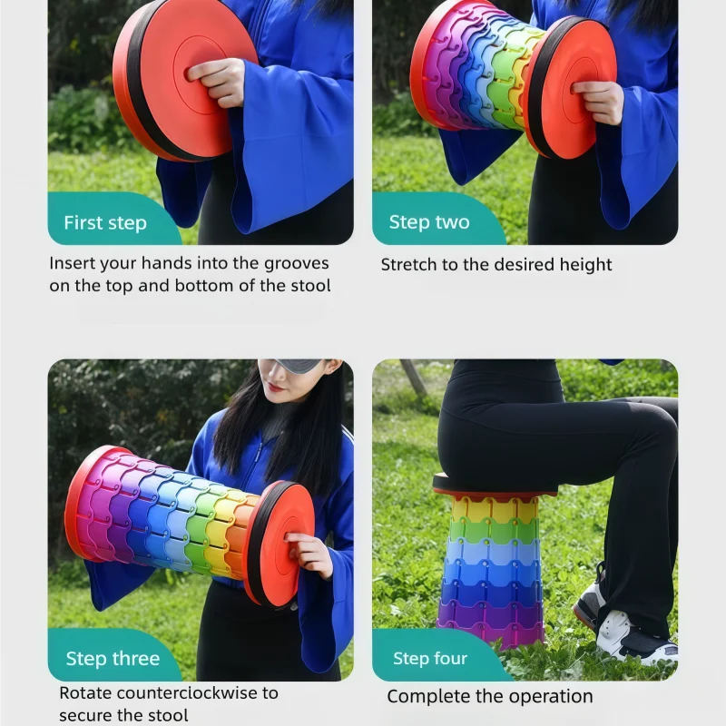 Rainbow Telescopic Stool Portable Small Stool