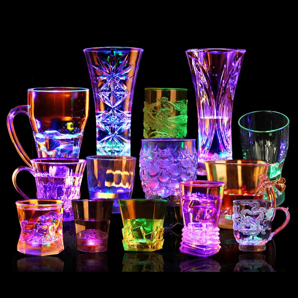 New LED Automatic Glowing Cup Flashing Cup Water Beverage Drinking Glass Party Decorative Supplies