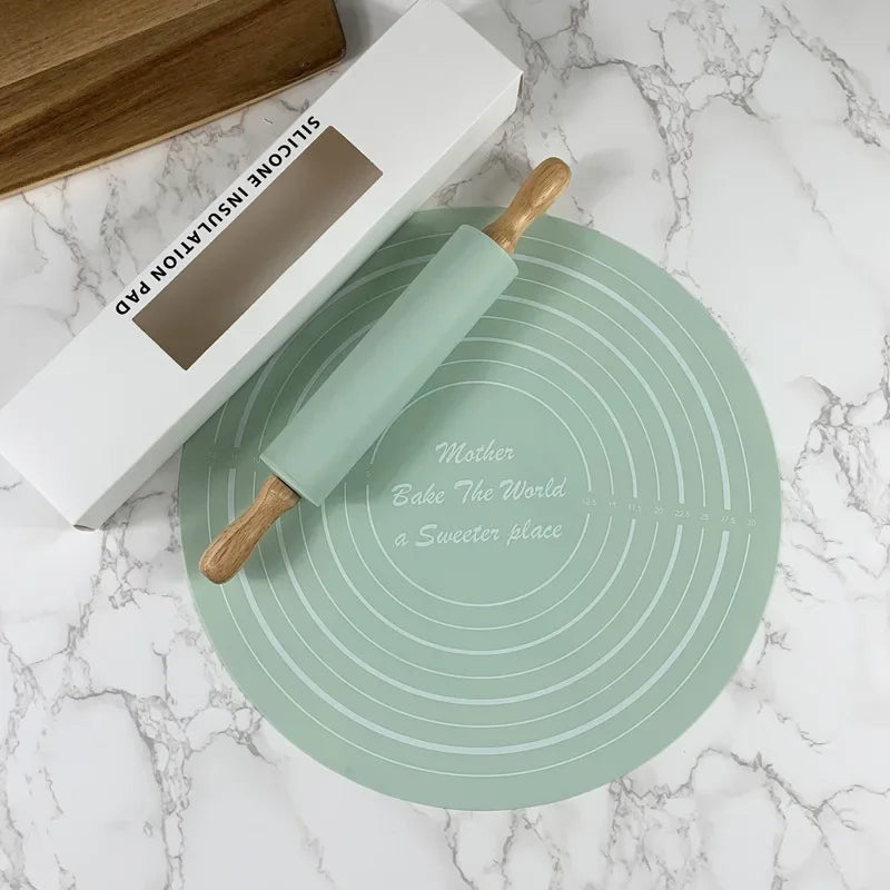 Baking Silicone Rolling Pin Set Silicone Kneading Mat Food Grade Non-Stick Dough Mat