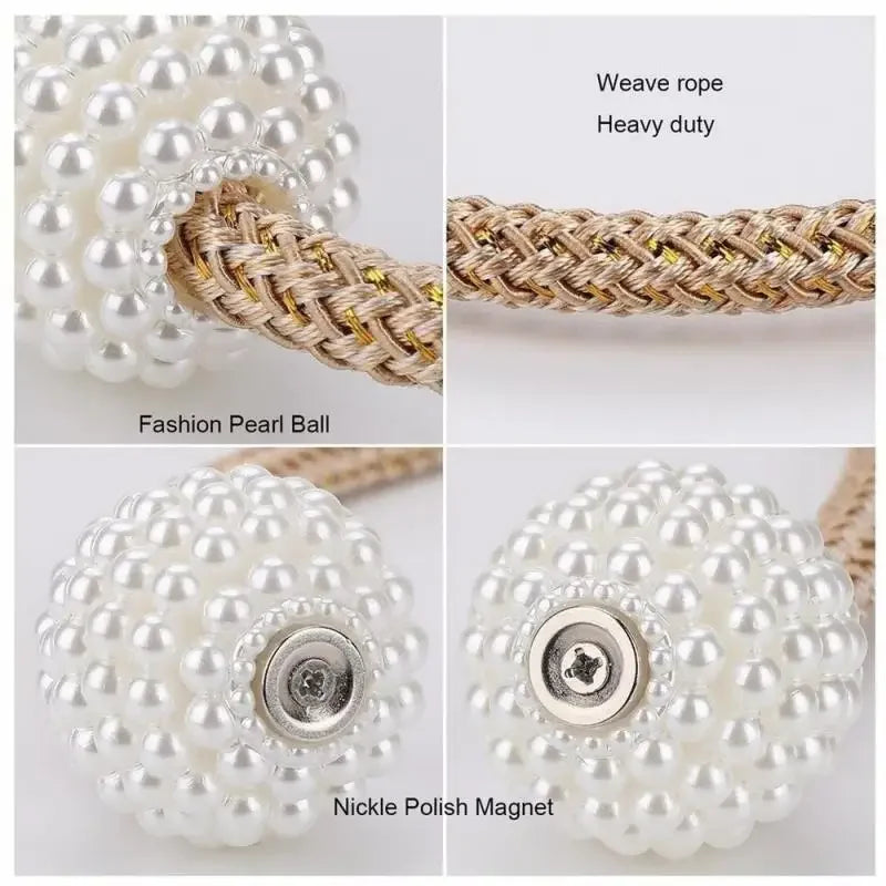 2PCS Pearl Magnetic Curtain Clip Curtain Holders Tie Back Buckle Clips Hanging Ball