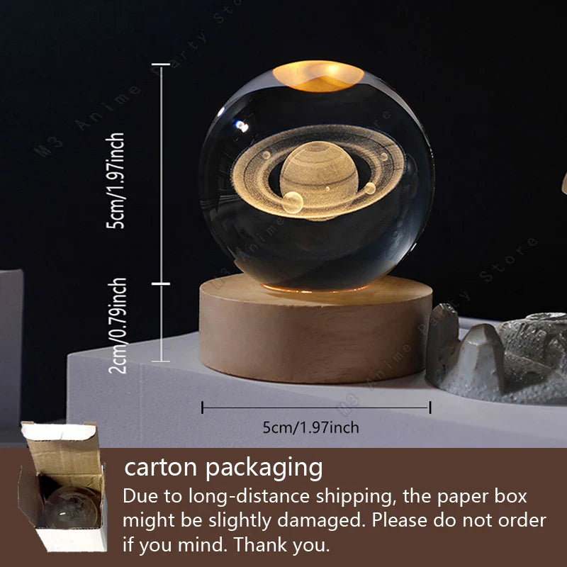 Unique 3D Crystal Ball Night Light Led Lamp 5 cm