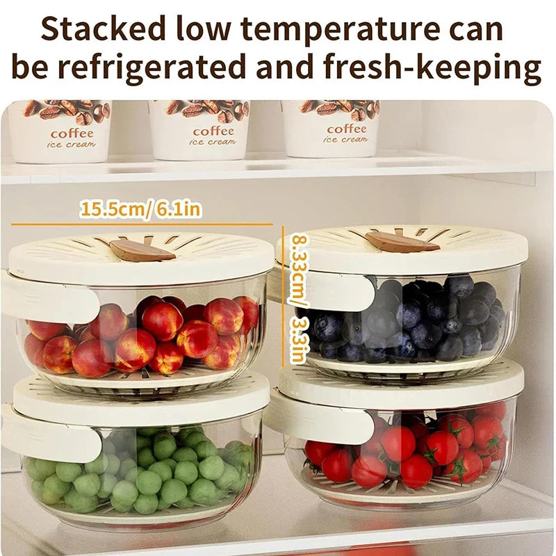 2-in-1 Rinse & Drain Bowl with Lid – Multi-Purpose Food Prep & Storage Container