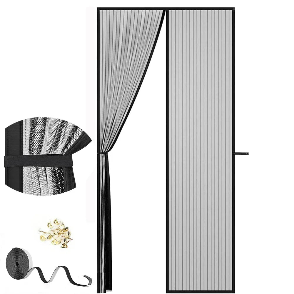 Magnetic suction door curtain, magnetic strip, mosquito proof handmade magnetic soft yarn door curtain