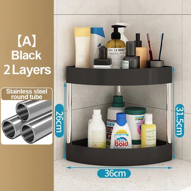 New Stainless Steel 2/3/4/5 Layers Home Organizer Rack Bathroom Corner Shelf With Wheel Bedroom Toiletries Storage Rack