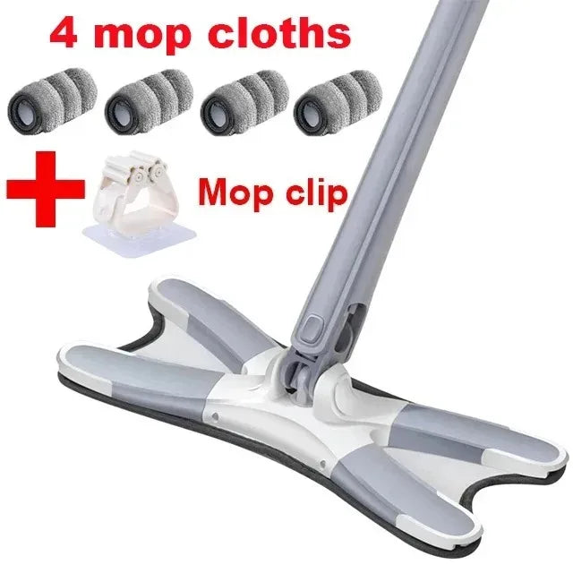 UNTIOR X-type Mop Microfiber Flat Floor Self Wringing 360 Degree Squeeze Mop