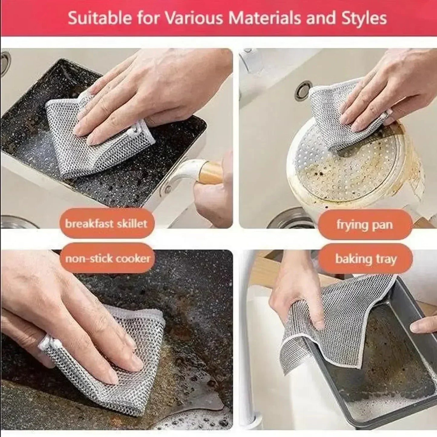 10 Pcs Magic Cleaning Cloth Double-sided Metal Steel Wire Rags