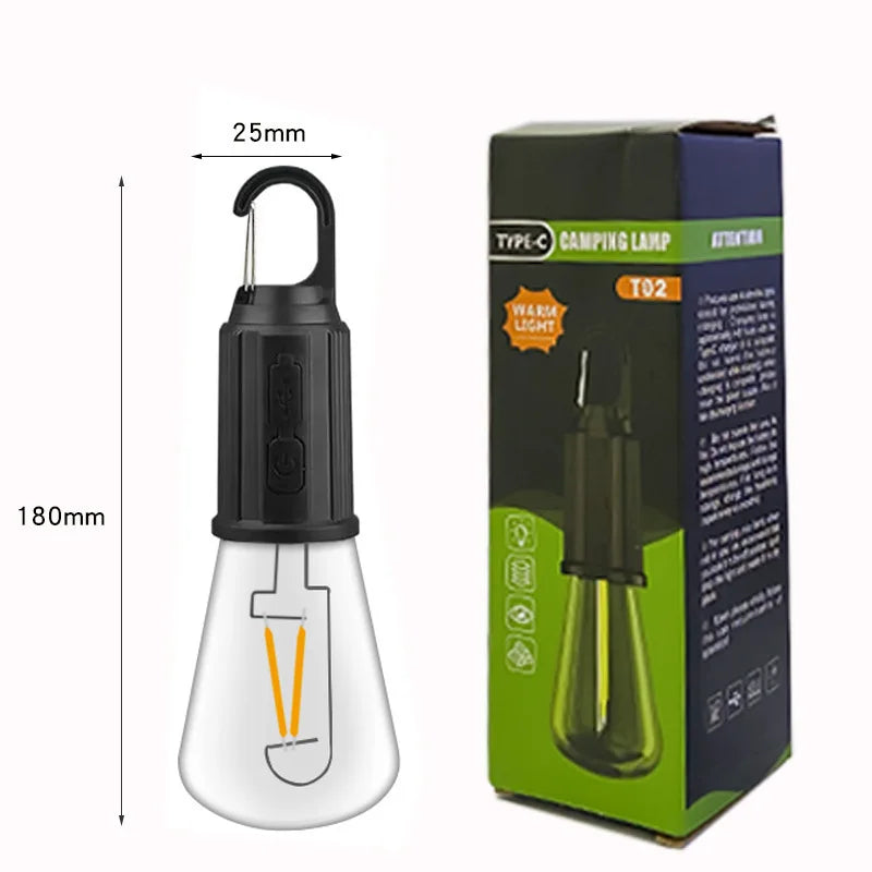 LED Camping Light Type-C USB Rechargeable Waterproof 400mAh 100LM Tent Light