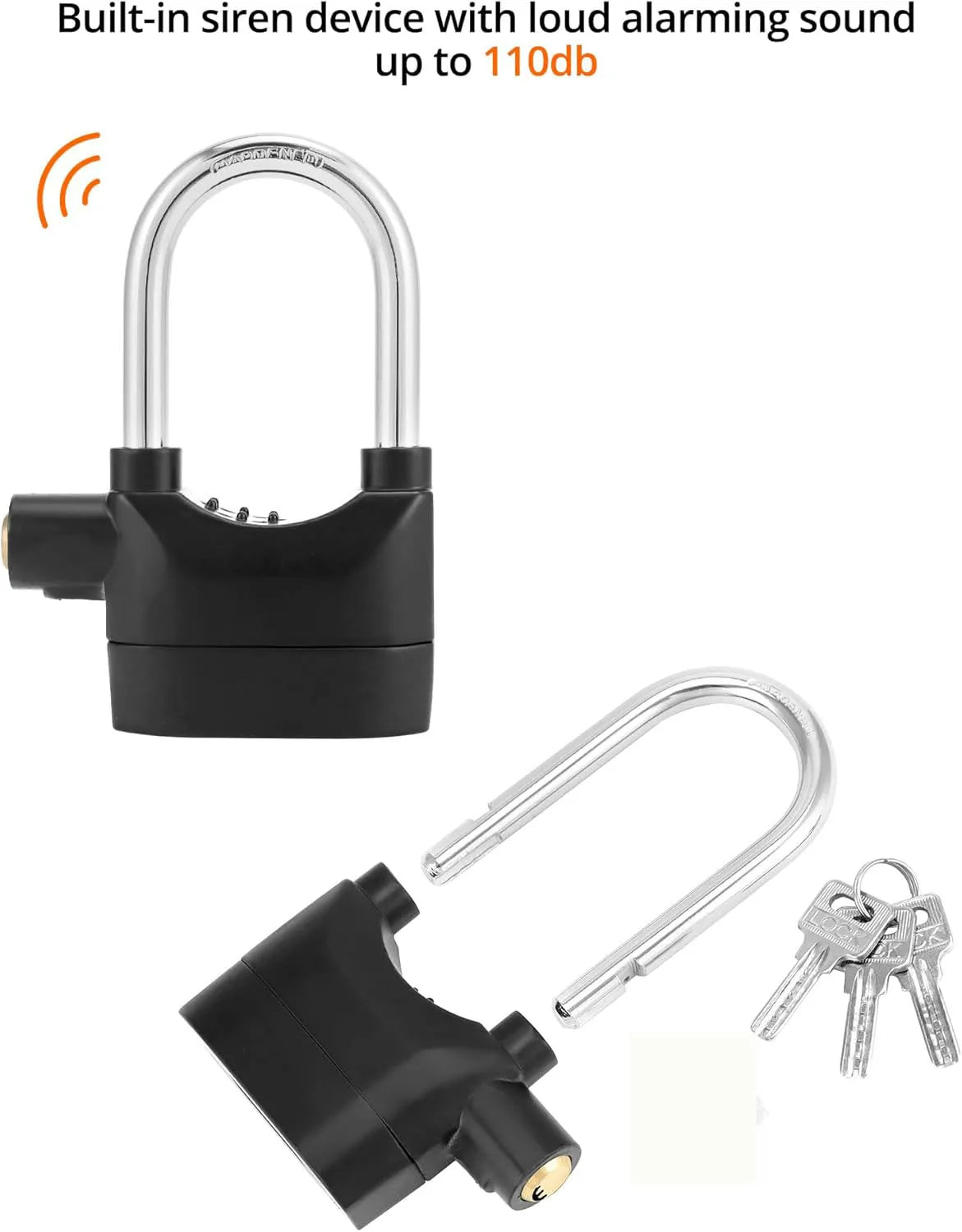 Alarm Lock, Universal 110db Alarm Padlock