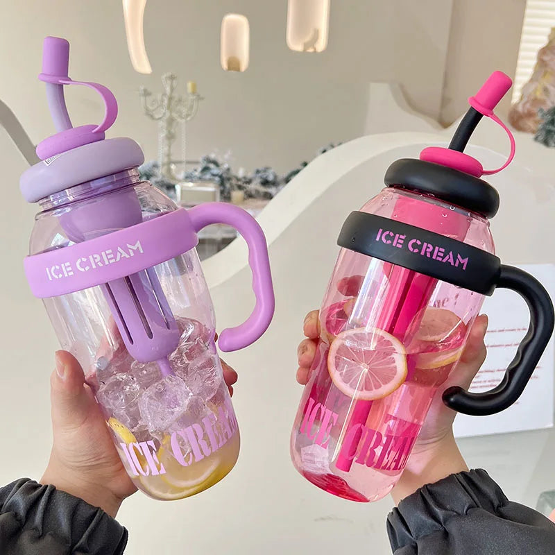 1300ML Large Capacity Plastic Water Bottle Cute Portable Children's Plastic Cup Leakproof