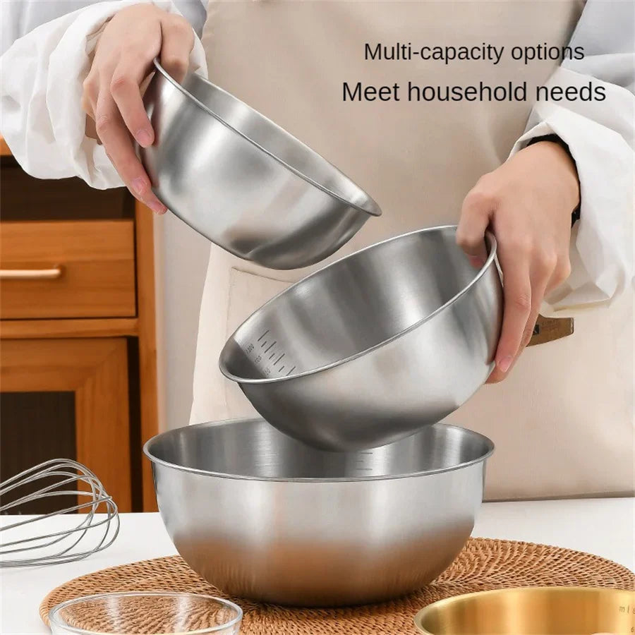 Stainless Steel Gold And Silver Salad Bowl Rice Noodles Lamian Noodles Bowl