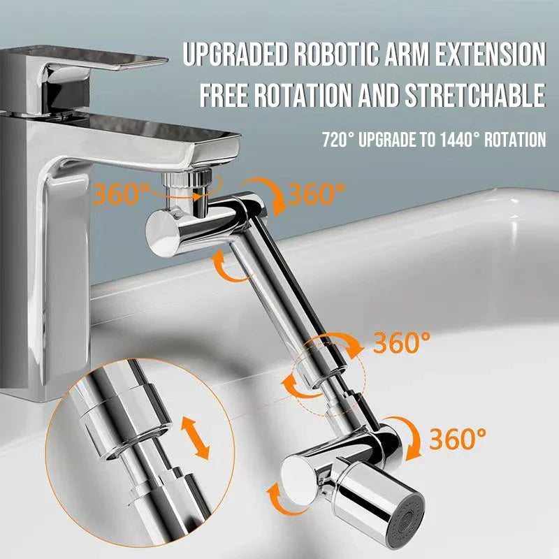 1440° Rotatable Scalable Metal Faucet Bathroom Tap Splash-proof Bubbler Kitchen Faucet