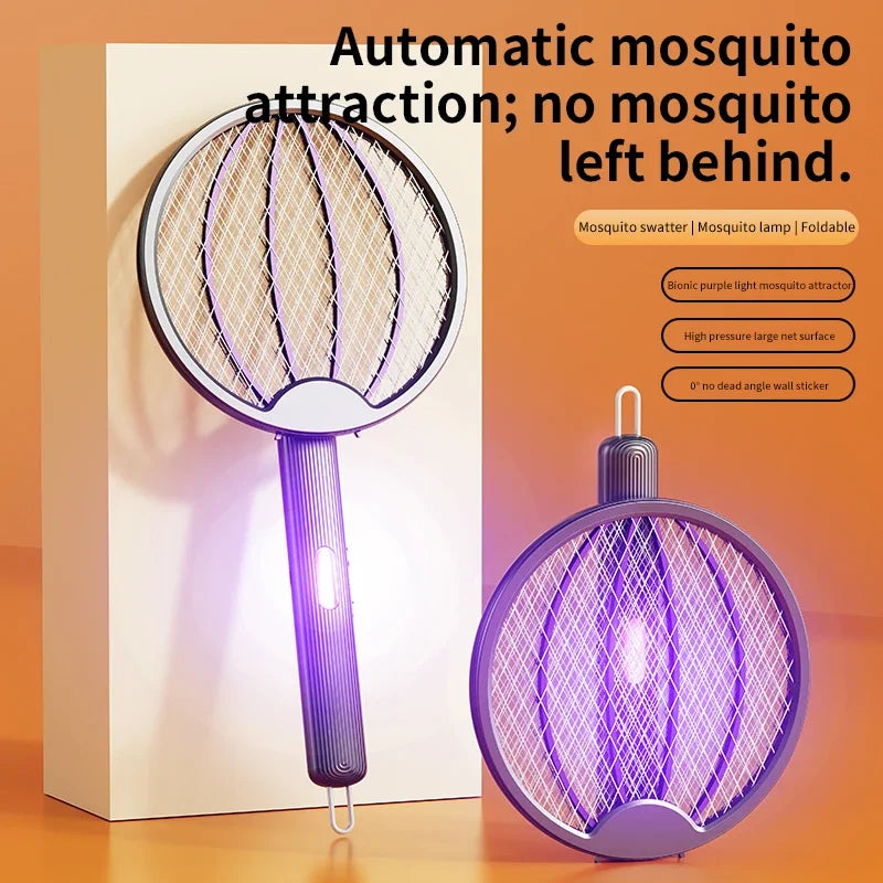 3-in-1 Foldable Electric Mosquito Swatter Electric Mosquito Killer Rechargeable Wall-Mounted