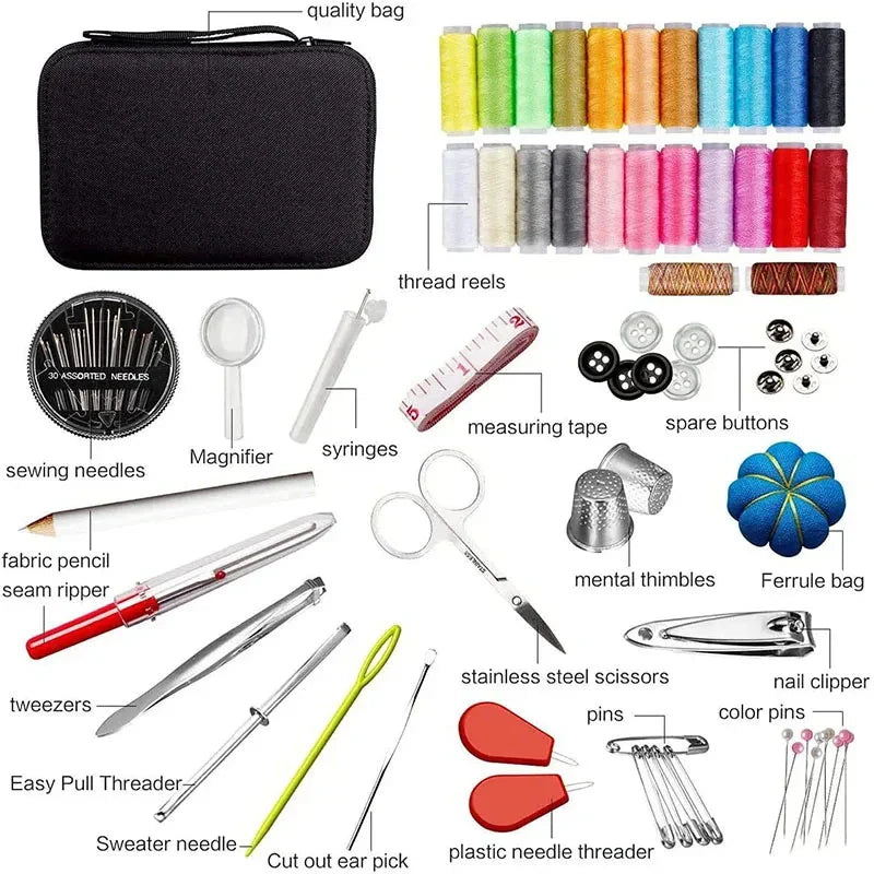 Sewing Kit Complete Set with Threads Needles Scissors Tape Measure Buttons and More